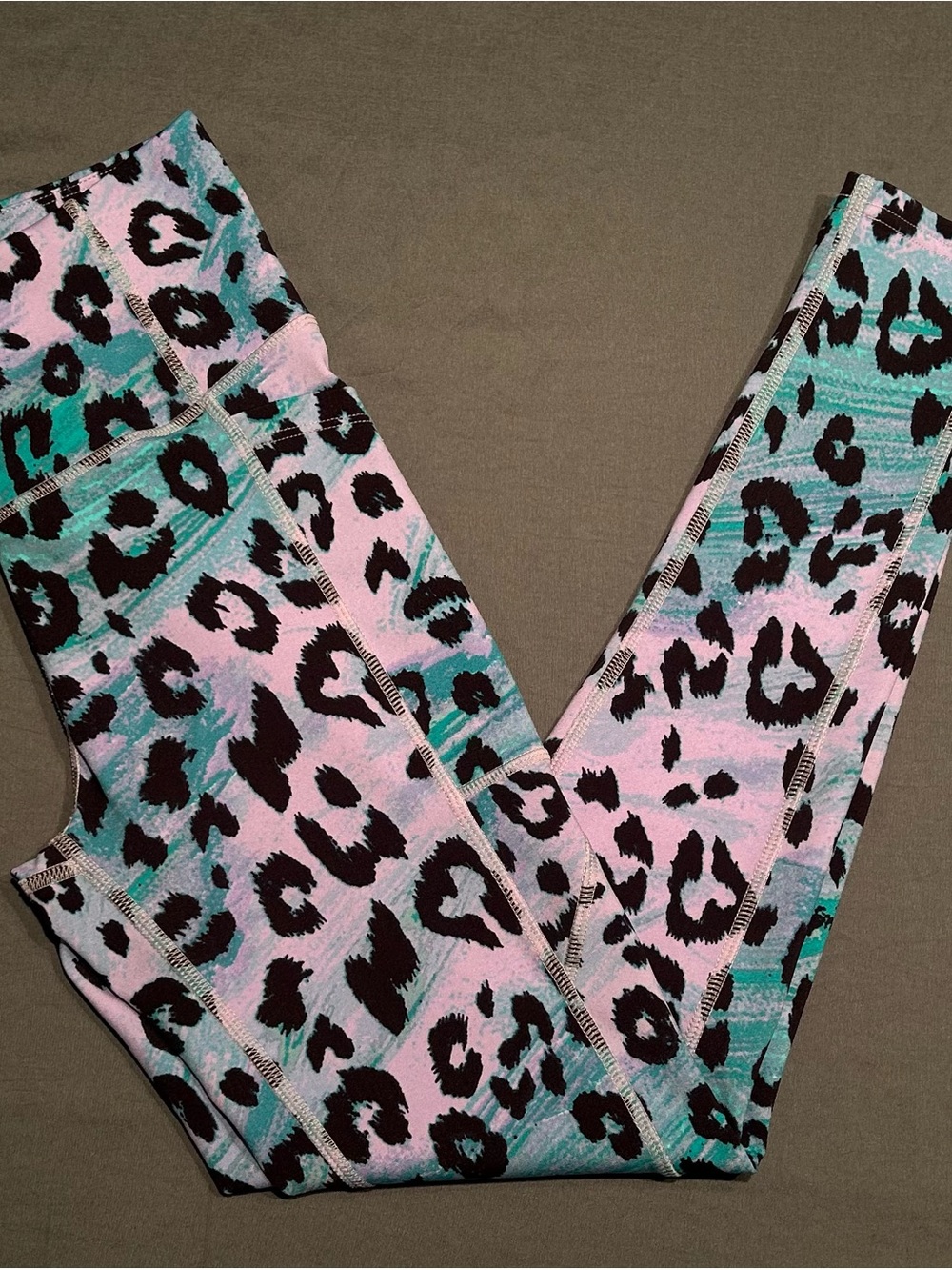 BSP Purple & Teal Leopard Print High Waist Pocket Leggings